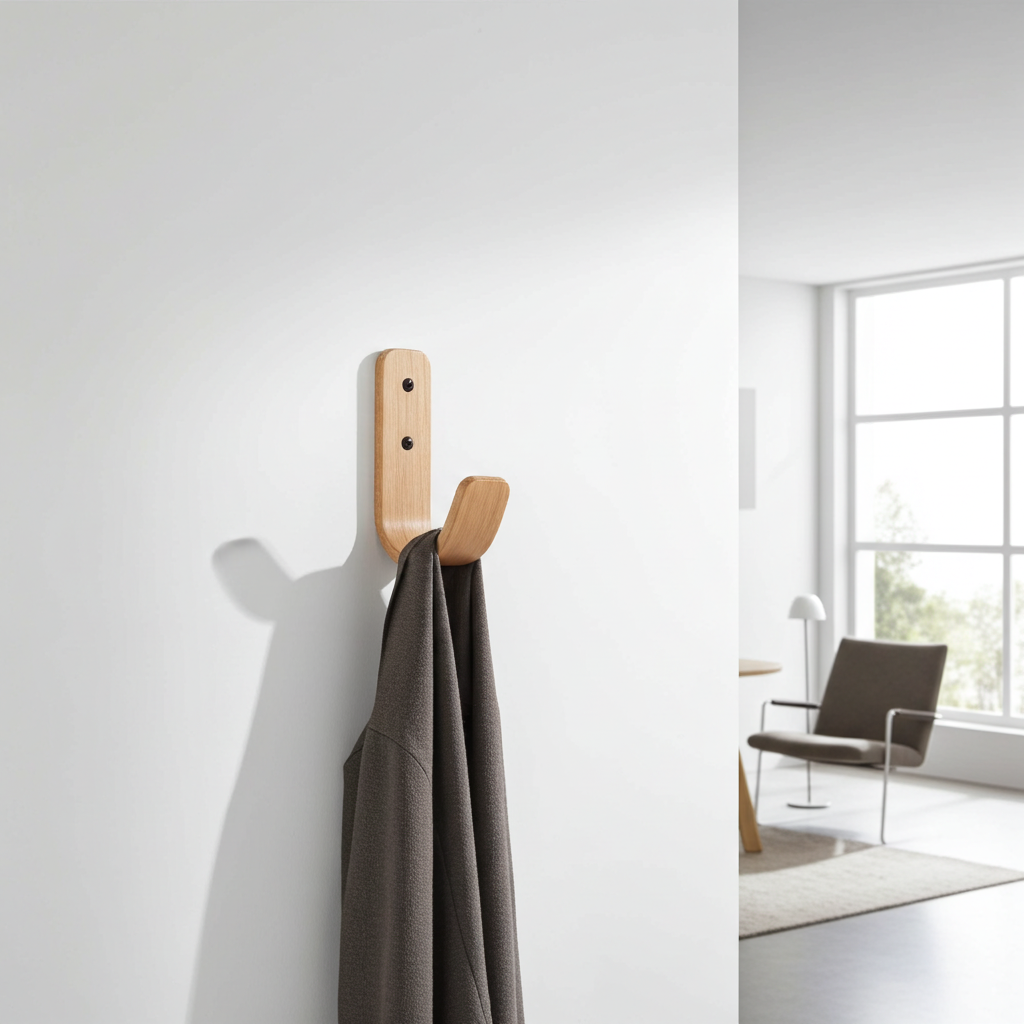 Handcrafted oak curved wall hooks - artisan woodworking