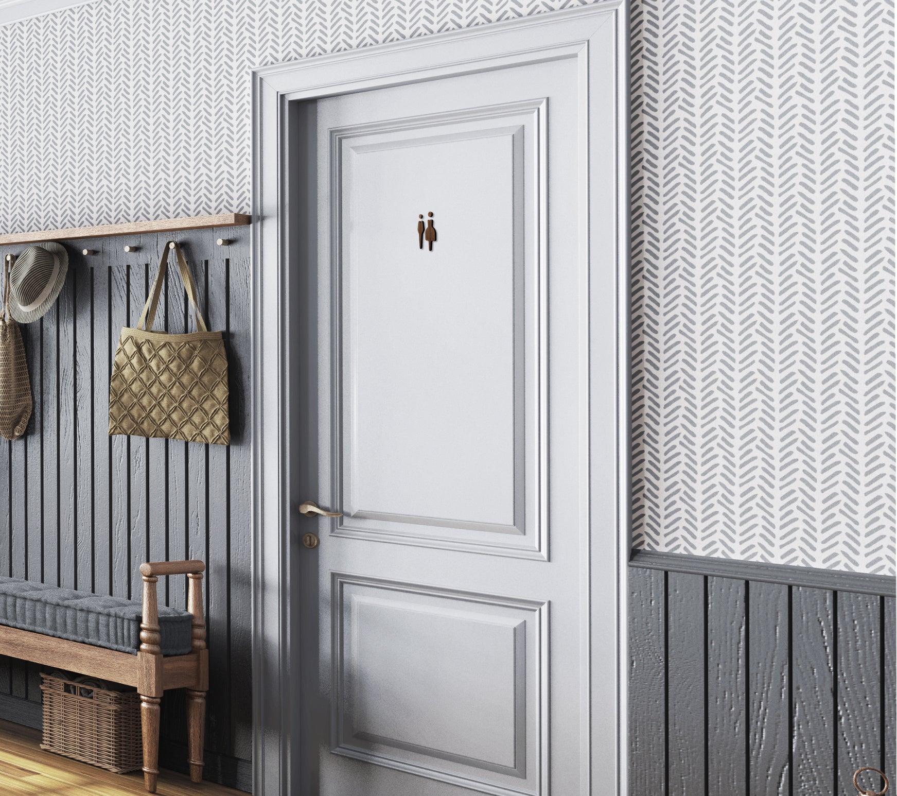 Male & Female Toilet Sign | American Black Walnut | Unisex Icons