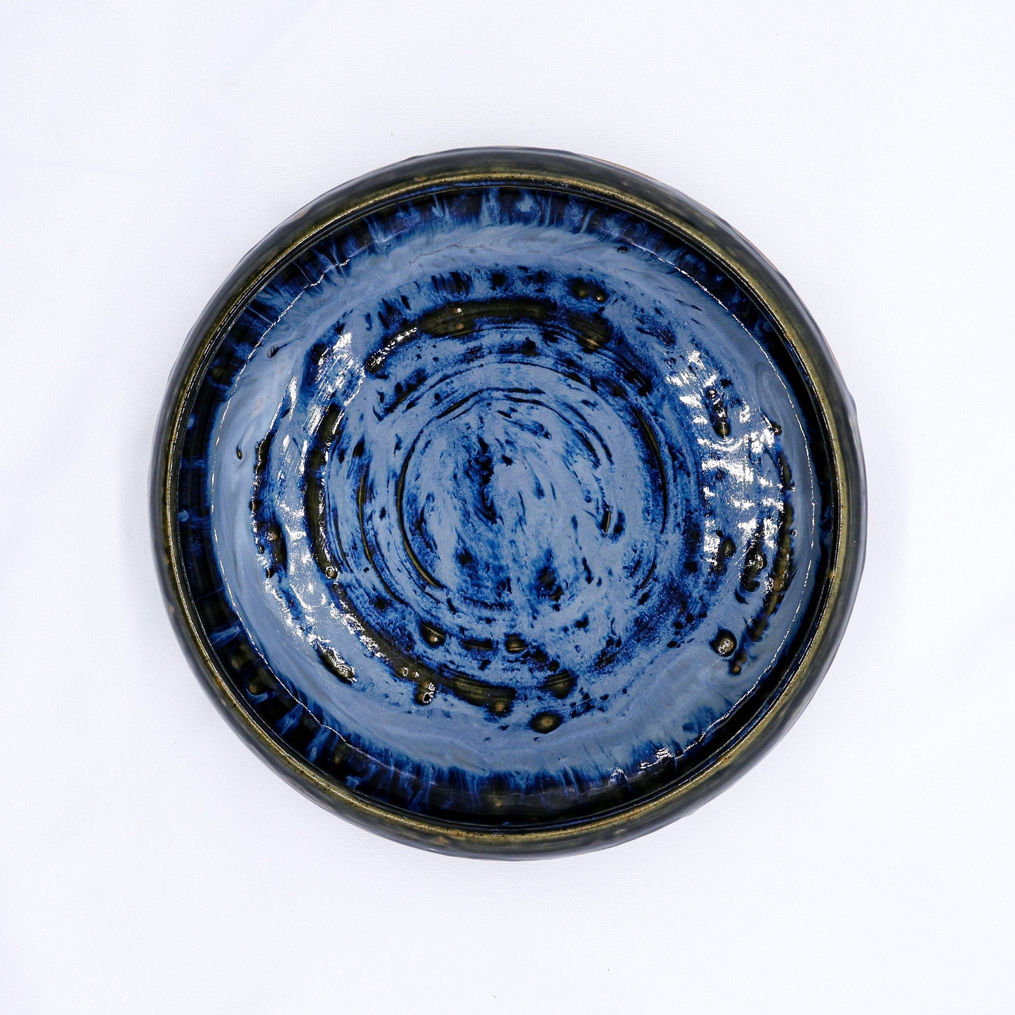 10 inch Aegean Depths Collection Handmade Spotted Stoneware Large Ceramic Plate