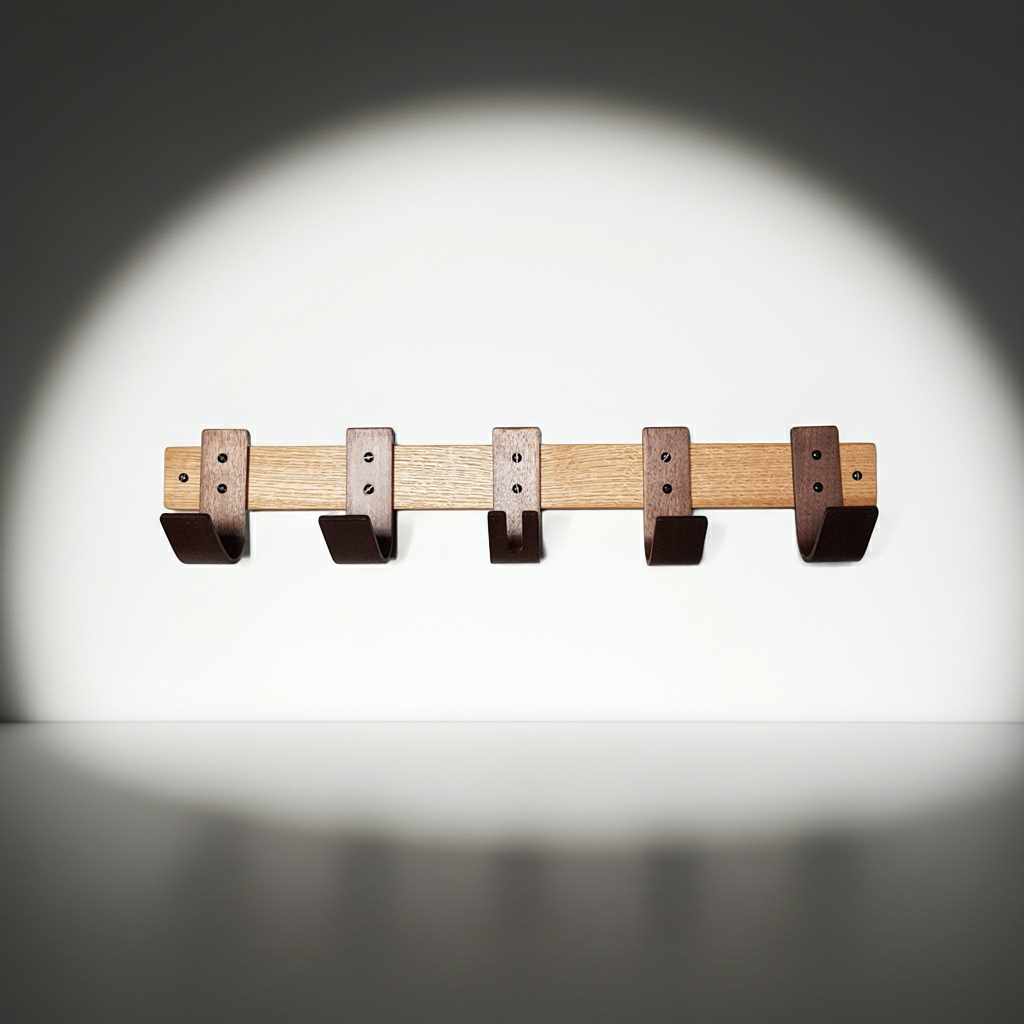 Portemanteau Designer - Rangement Clés - Chêne Noyer