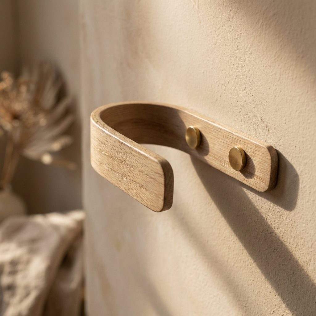 Retenues de rideaux en chêne Designer | Laiton | Un paquet de 2