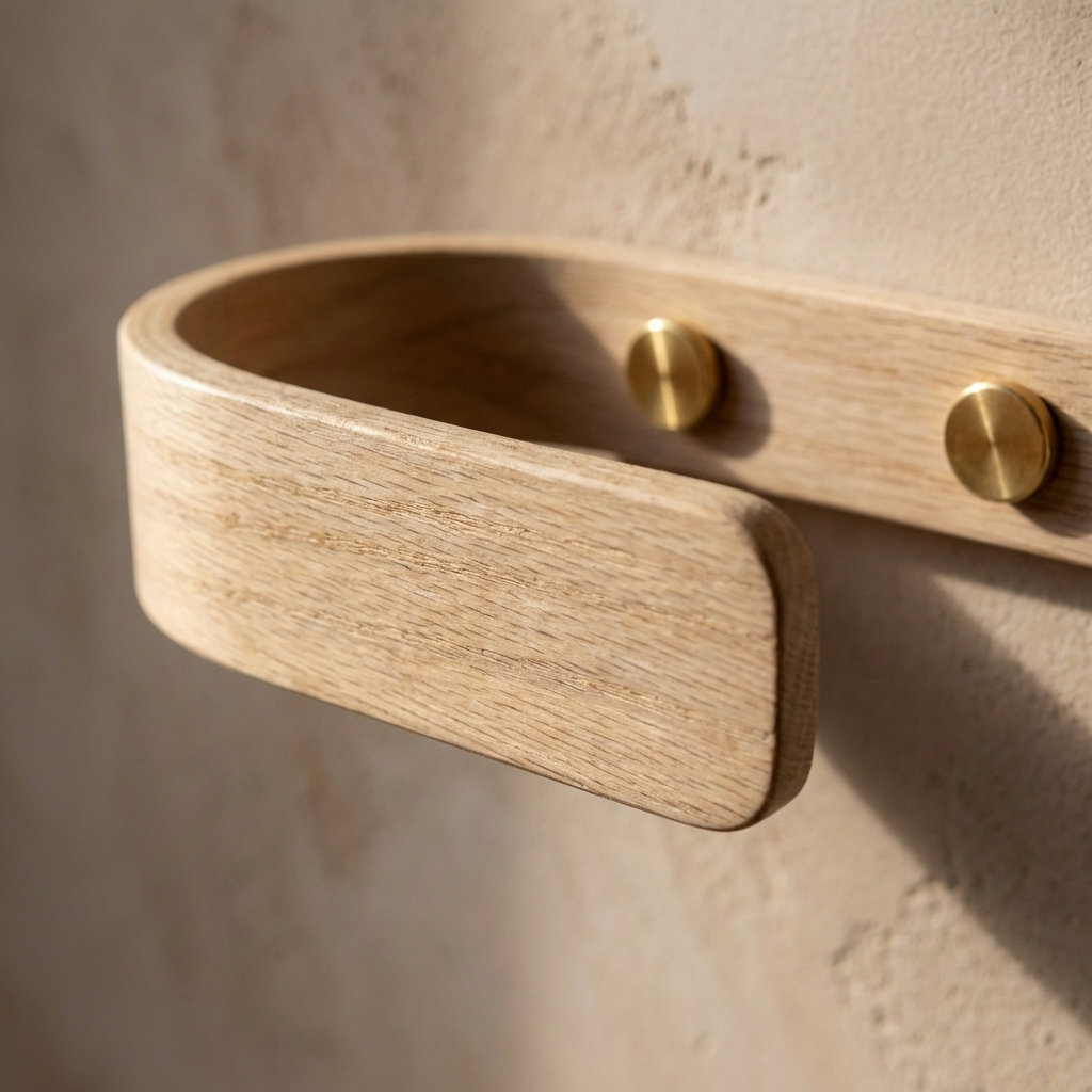 Retenues de rideaux en chêne Designer | Laiton | Un paquet de 2