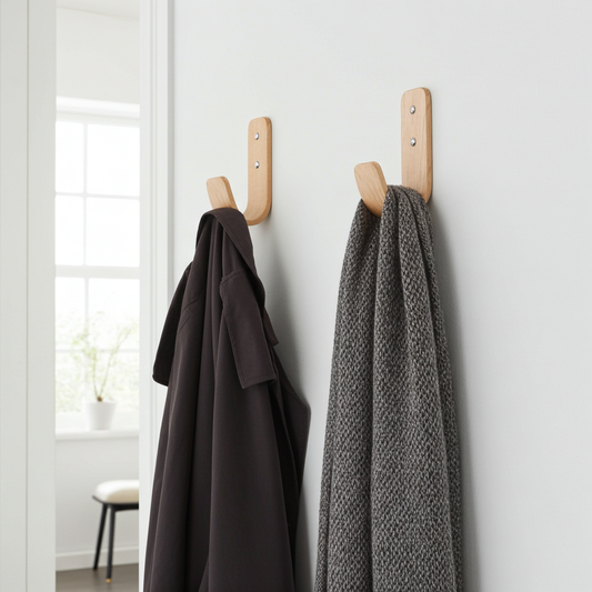 Crochets muraux courbés en bois dur - Chêne | Collection monégasque