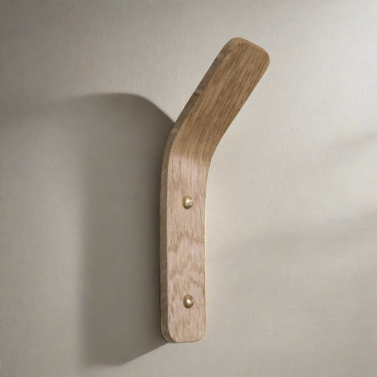 Oak Wall Hooks Tordu | Curved Scandinavian Coat Hooks | Heavy Duty 7kg | UK Made