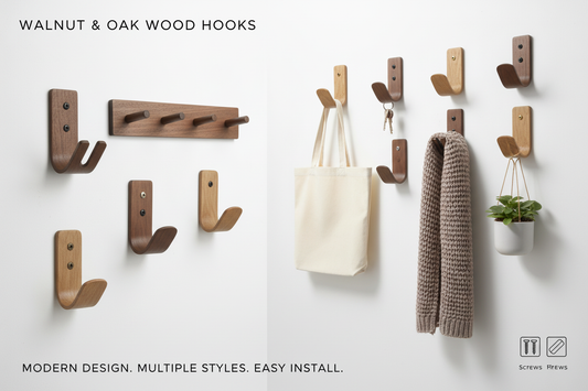 NOIR.DESIGN wooden wall hooks collection - lifestyle collage
