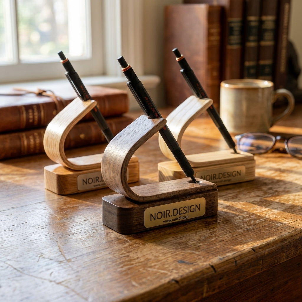 Stylish wooden pen holder for home office