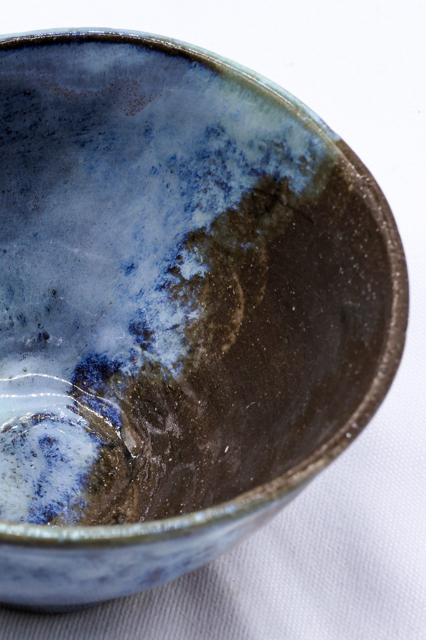 Small Smoked Grey Tidal Blue Wash Handmade Ceramic Stoneware Dinner Bowl