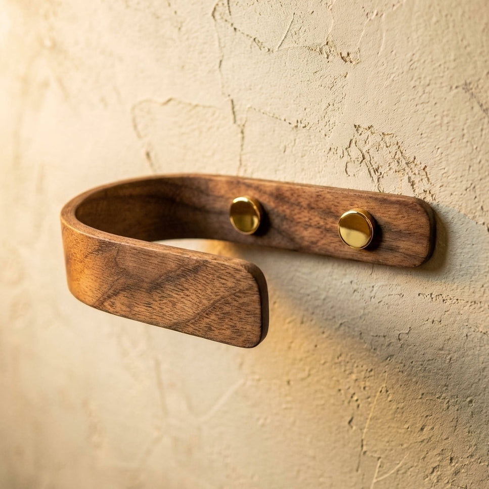 Luxury curtain holdbacks made from solid walnut wood