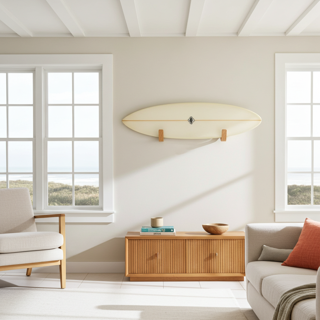 Vagues 2.0 | Longboard - Supports muraux pour planches de surf | Chêne