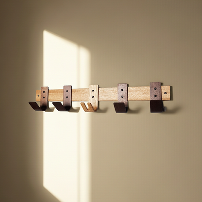 Portemanteau Sunrise avec crochets en noyer et clé en chêne