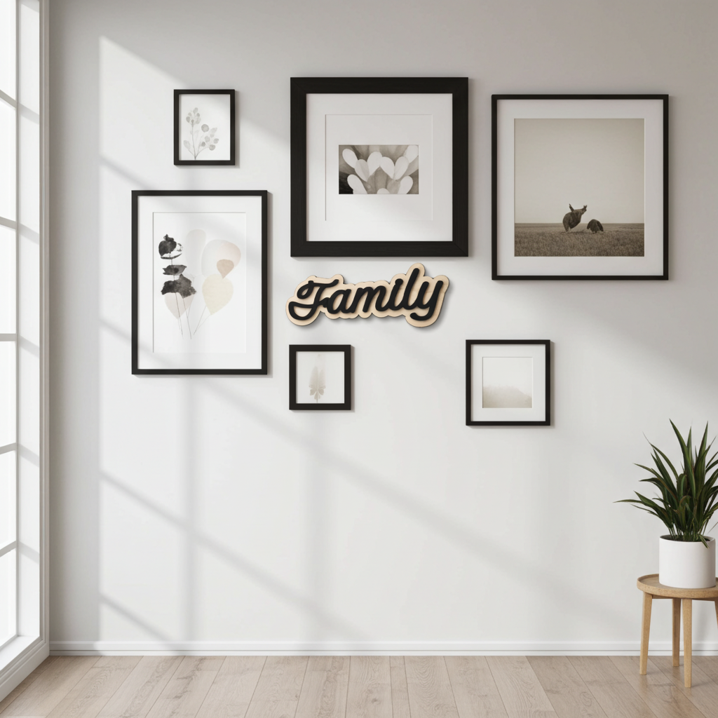 Family Sign | Birchwood & Black Acrylic | Home Decor