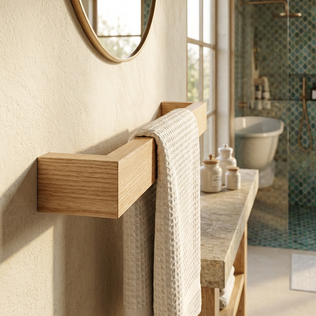 Ash slimline towel rack wall-mounted design
