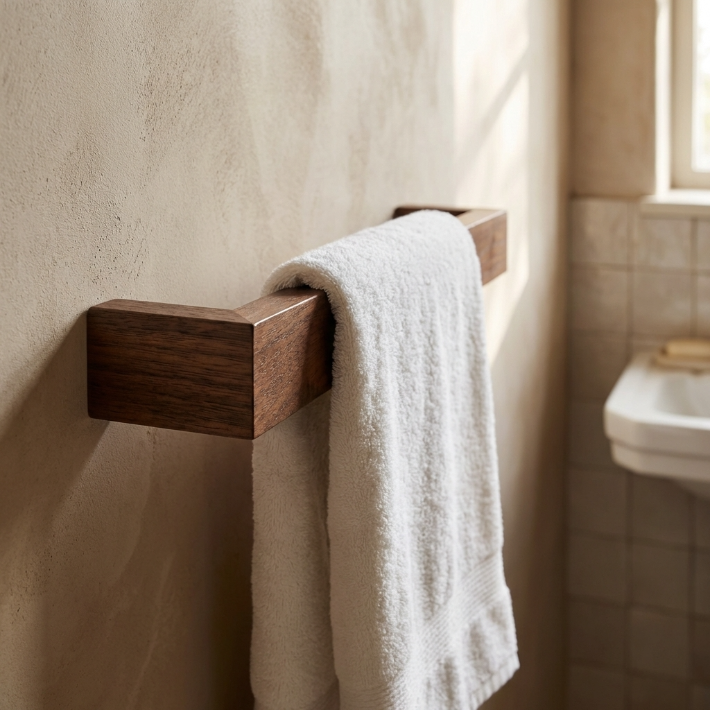 Luxury black walnut towel rail for modern interiors