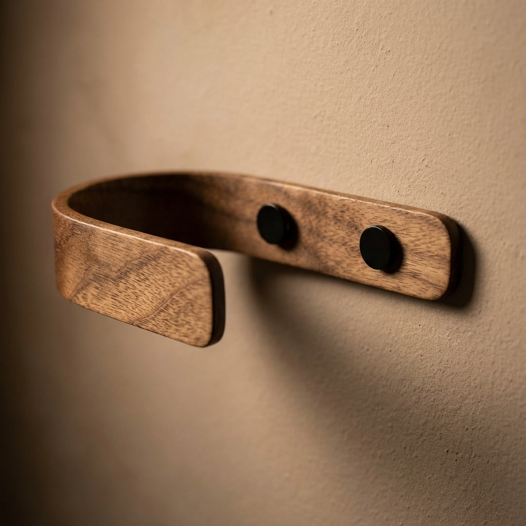 walnut wood curtain holdbacks modern