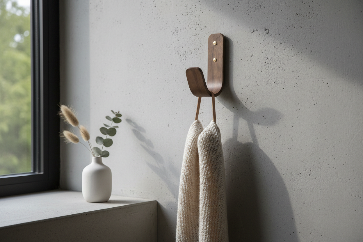 Walnut wooden hook in New York Apartments 