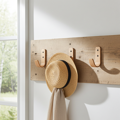 Curved Hardwood Wall Coat Hooks  - Oak