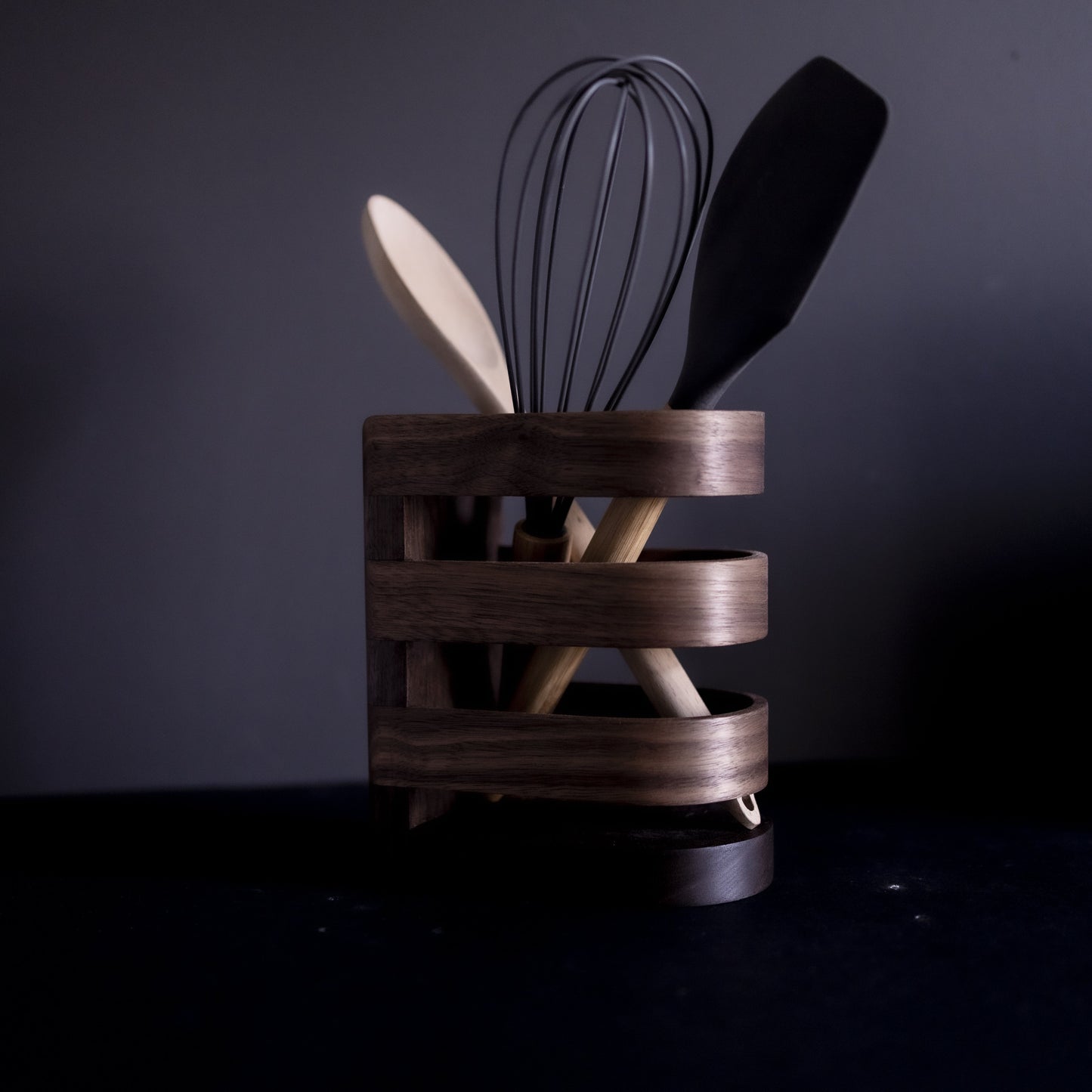 Porte-Pot Ustensiles de Cuisine Lux - Noyer 