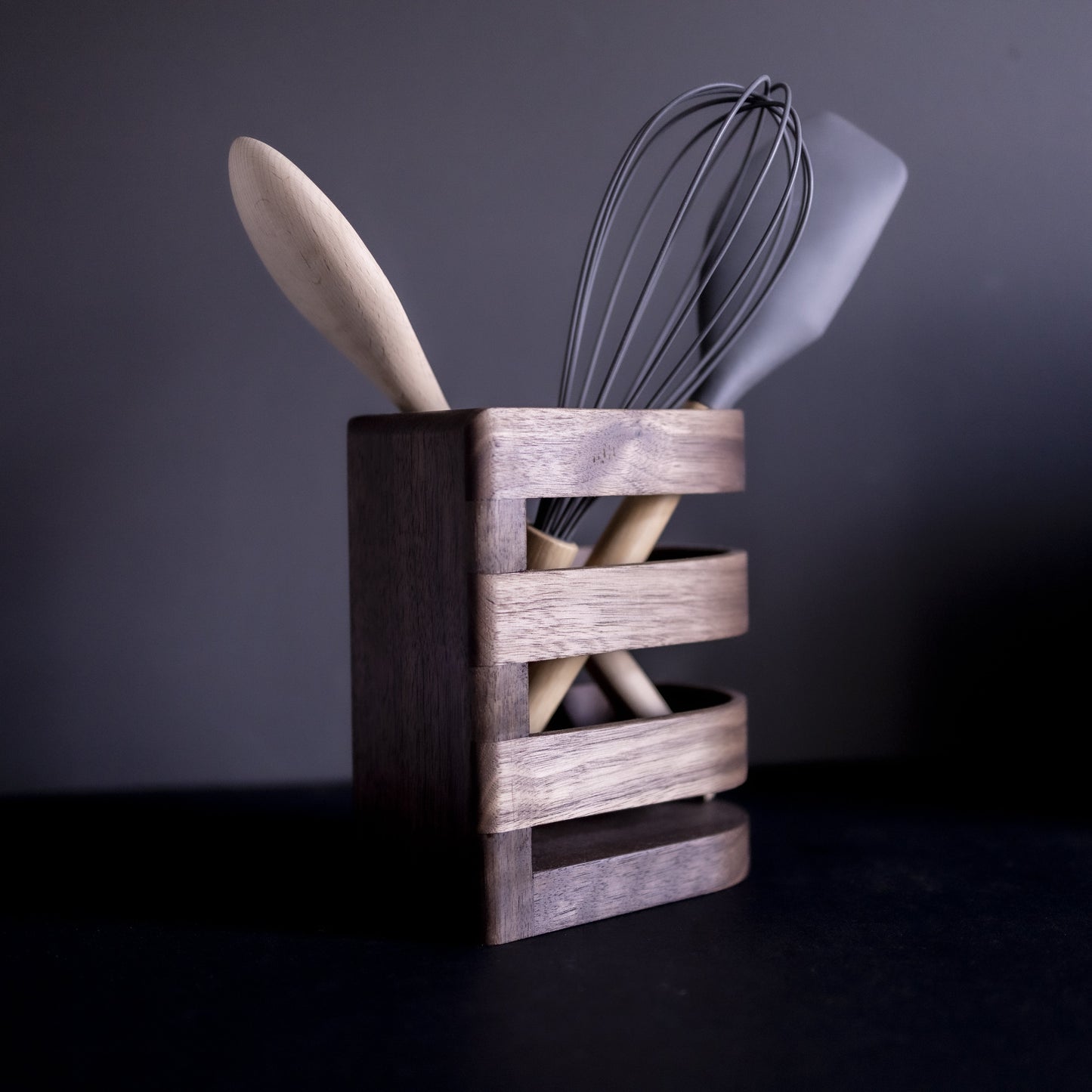 Porte-Pot Ustensiles de Cuisine Lux - Noyer 