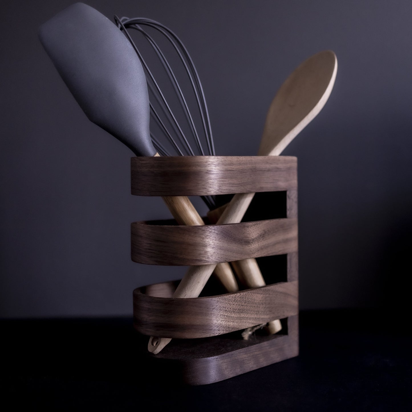 Porte-Pot Ustensiles de Cuisine Lux - Noyer 