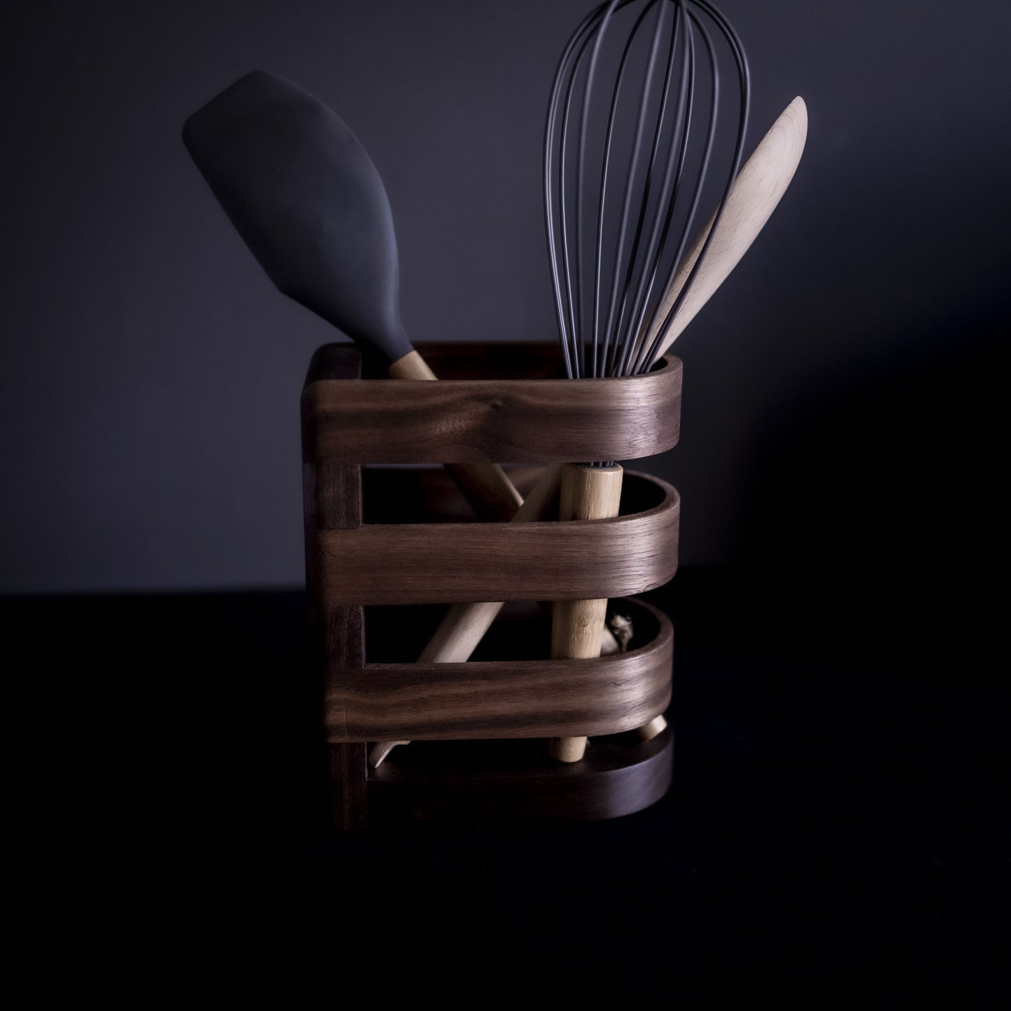 Porte-Pot Ustensiles de Cuisine Lux - Noyer 